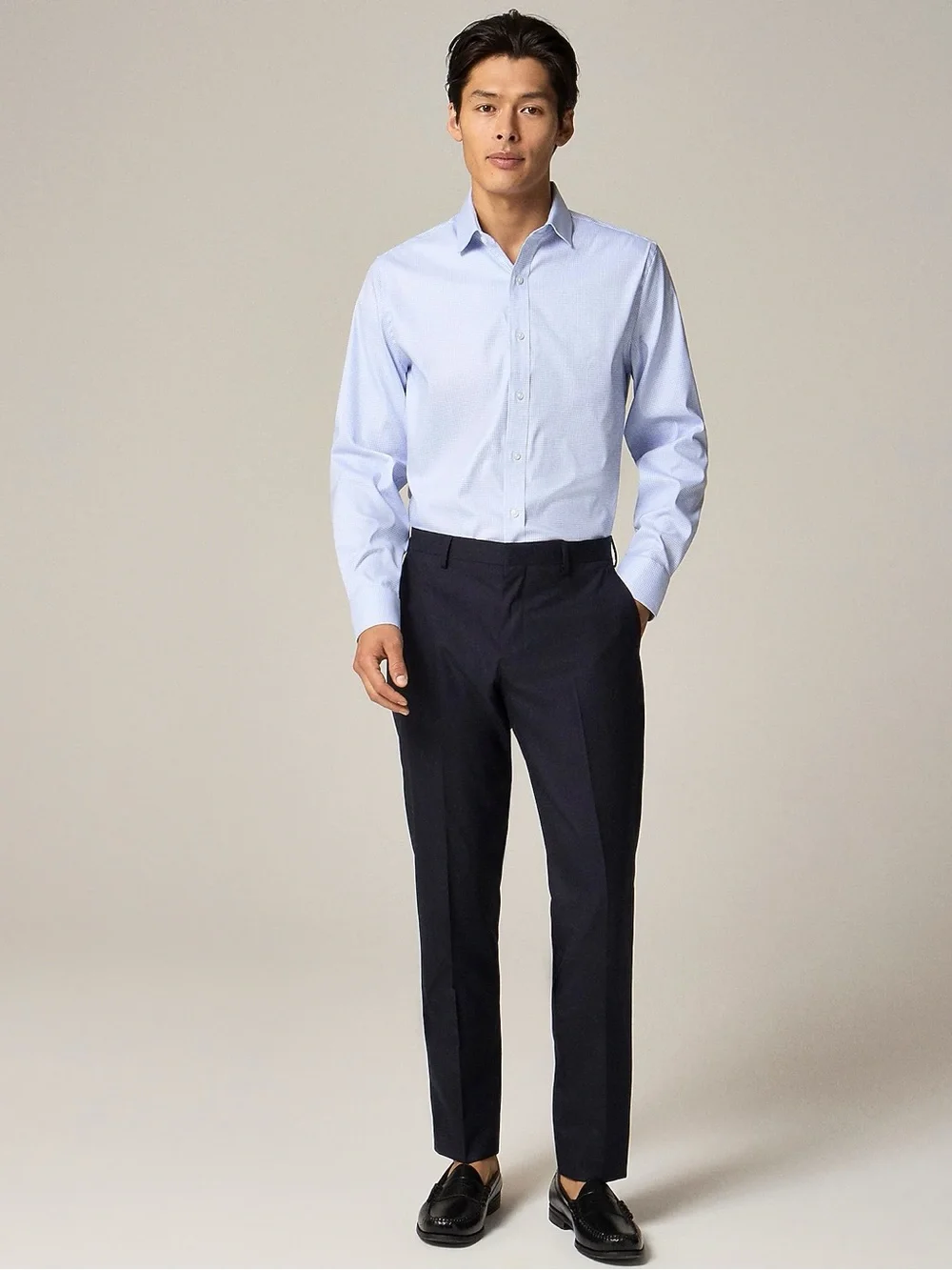 J. CREW Bowery Slim Performance Stretch Dress Shirt in Blue Check Size M CA351